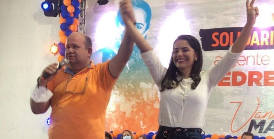 Fred e Vanessa Maia, prefeito e pré-candidata em Pedreiras